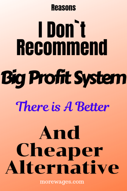 Reasons I do not recommend big profit system as a way to make money online