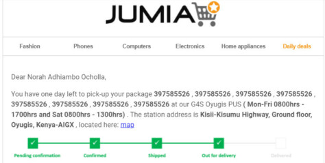 Jumia shopping delivery report