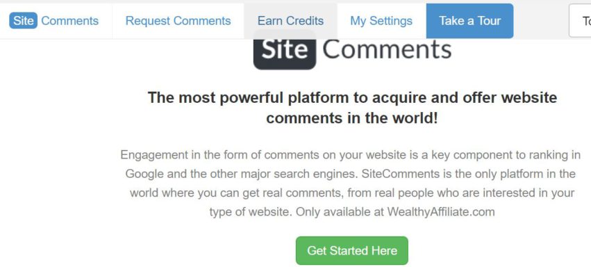 Wealthy Affiliate site comment